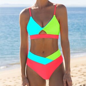 Neon Colorblock Bikini Set